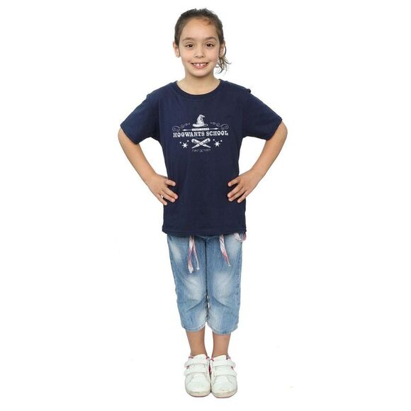 Harry Potter Girls Hogwarts First Year Cotton T-Shirt / Navy Blue - Picture 4 of 5
